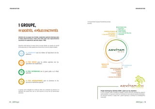 14 15
ORGANISATION ORGANISATION
1 GROUPE,
19SOCIÉTÉS, 4PÔLESD’ACTIVITÉS
Advitam est un groupe issu d’Unéal, coopérative agricole historique dans
la région Hauts-de-France. Unéal a été créée suite à des rapprochements
successifs de coopératives agricoles depuis 1880.
Projet d’entreprise Advitam 2020 : point sur les chantiers
En 2015, le groupe a défini et partagé sa stratégie à l’horizon 2020 avec l’ensemble des salariés et
parties prenantes. A mi-parcours, un point sur les chantiers en cours autour de 4 grandes thématiques :
les ressources humaines, la supply chain ( gestion logistique), le numérique et le développement
responsable.
COOPÉRATIVE
DISTRIBUTION
AGROÉQUIPEMENT
Unéal
NÉGOCE
INFRASTRUCTURES
ET SUPPORTS
Ternoveo
+ Aliteams
ProStock
+ Houssin Energie
+ Belloy
+ URAP
+ Advitam Performance
GammVert
+ Prise Direct’
+ Plein Champ
+ Les serres de Rouvroy
+ Chlorodis
Casa Agripro
+ Casa Service Machine
+ Verhaeghe
Le Groupe Advitam regroupe l’ensemble des activités
suivantes :
Aujourd’hui Unéal demeure la maison mère du Groupe Advitam, qui organise son activité
économique autour de 4 pôles, appuyés des infrastructures et services supports adaptés :
LA COOPÉRATIVE pour les métiers de l’agriculture vers les
adhérents
LE PÔLE NÉGOCE pour les métiers agricoles vers les
agriculteurs non coopérateurs
LE PÔLE DISTRIBUTION vers le grand public ou le BtoB
spécialisé
LE PÔLE AGROÉQUIPEMENT pour le commerce et les
services en machinisme agricole.
Le groupe couvre l’intégralité de la chaine de valeur de la production de semences à la
distribution des produits finis, avec un choix assumé de ne pas faire de transformation
alimentaire.
 