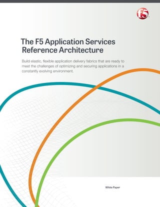 Utroque Democritum Aeterno
Nostro Aperiam Usu
Prompta volumus denique eam ei, mel autem
Technical White Paper
by Lori MacVittie
White Paper
The F5 Application Services
Reference Architecture
Build elastic, flexible application delivery fabrics that are ready to
meet the challenges of optimizing and securing applications in a
constantly evolving environment.
 