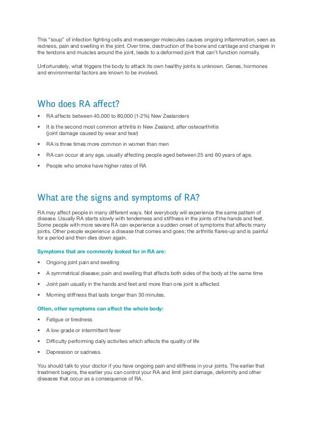 Rheumatoid Arthritis Fact Sheet