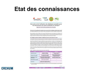Etat des connaissances
 