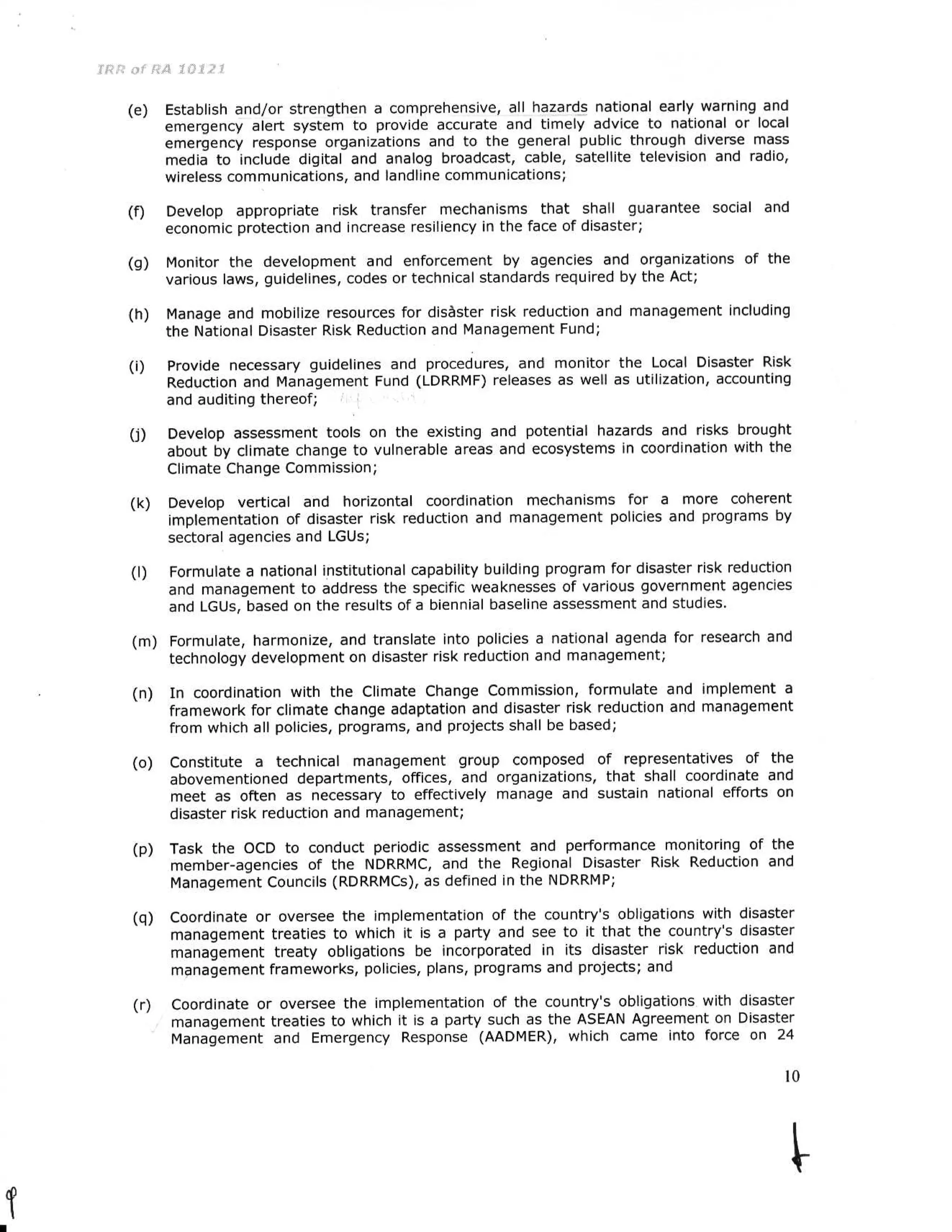 RA 10121 Implementing Rules and Regulations