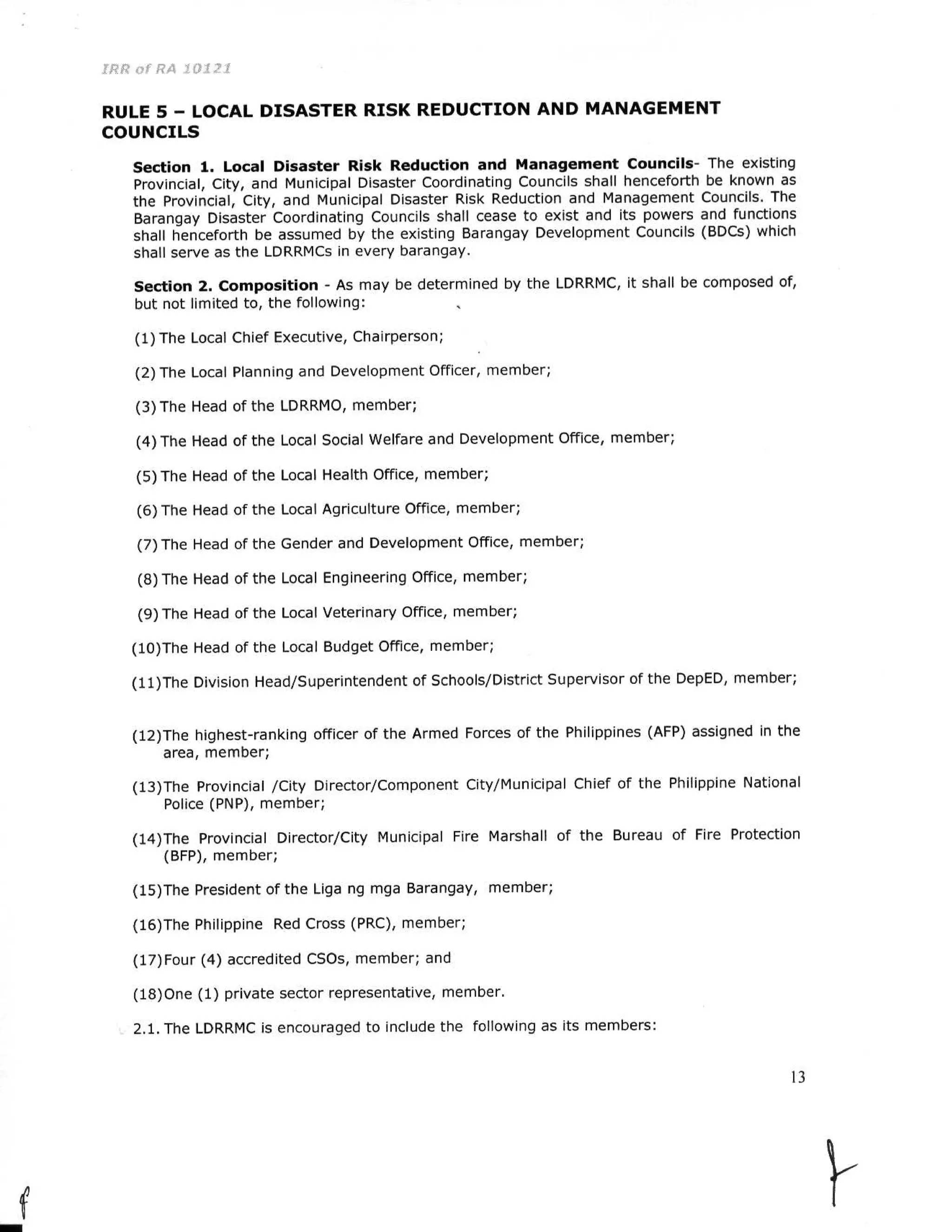 RA 10121 Implementing Rules and Regulations