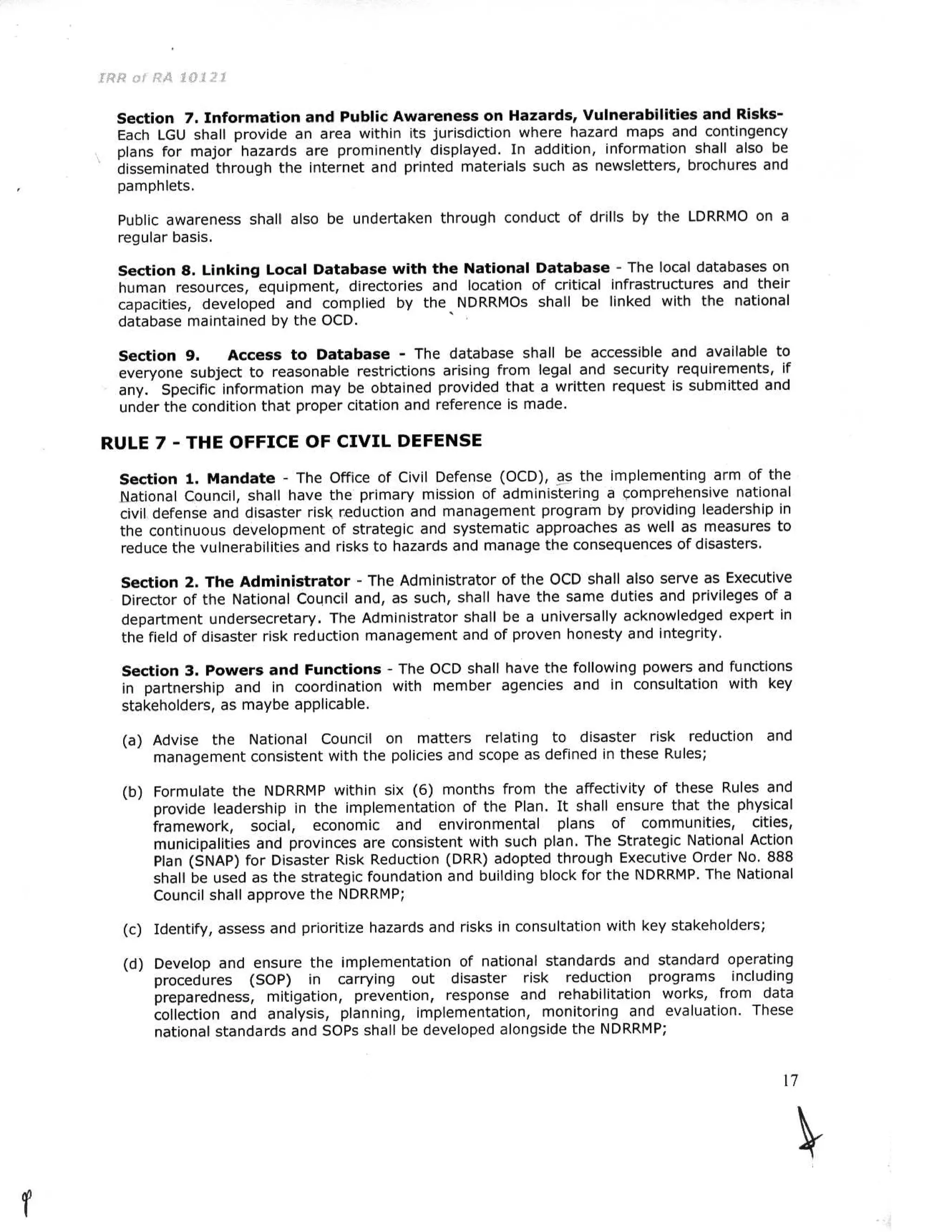 RA 10121 Implementing Rules and Regulations