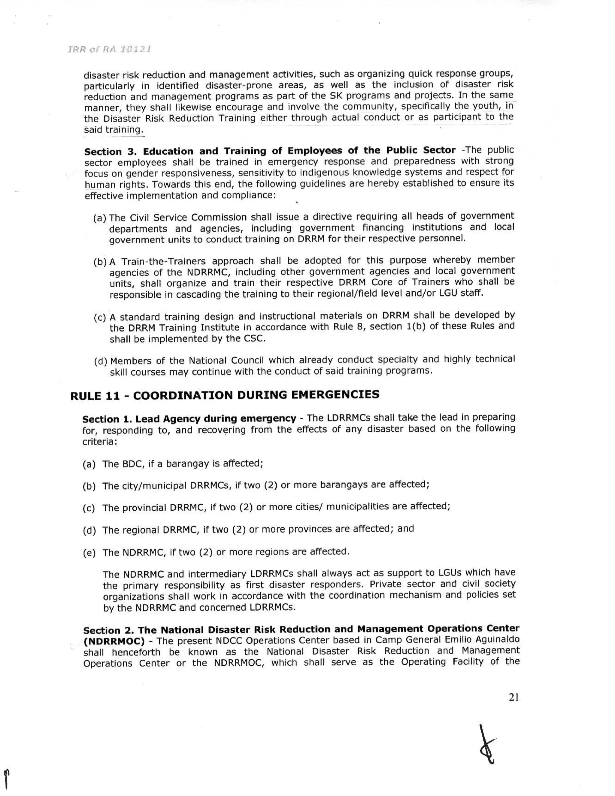 RA 10121 Implementing Rules and Regulations