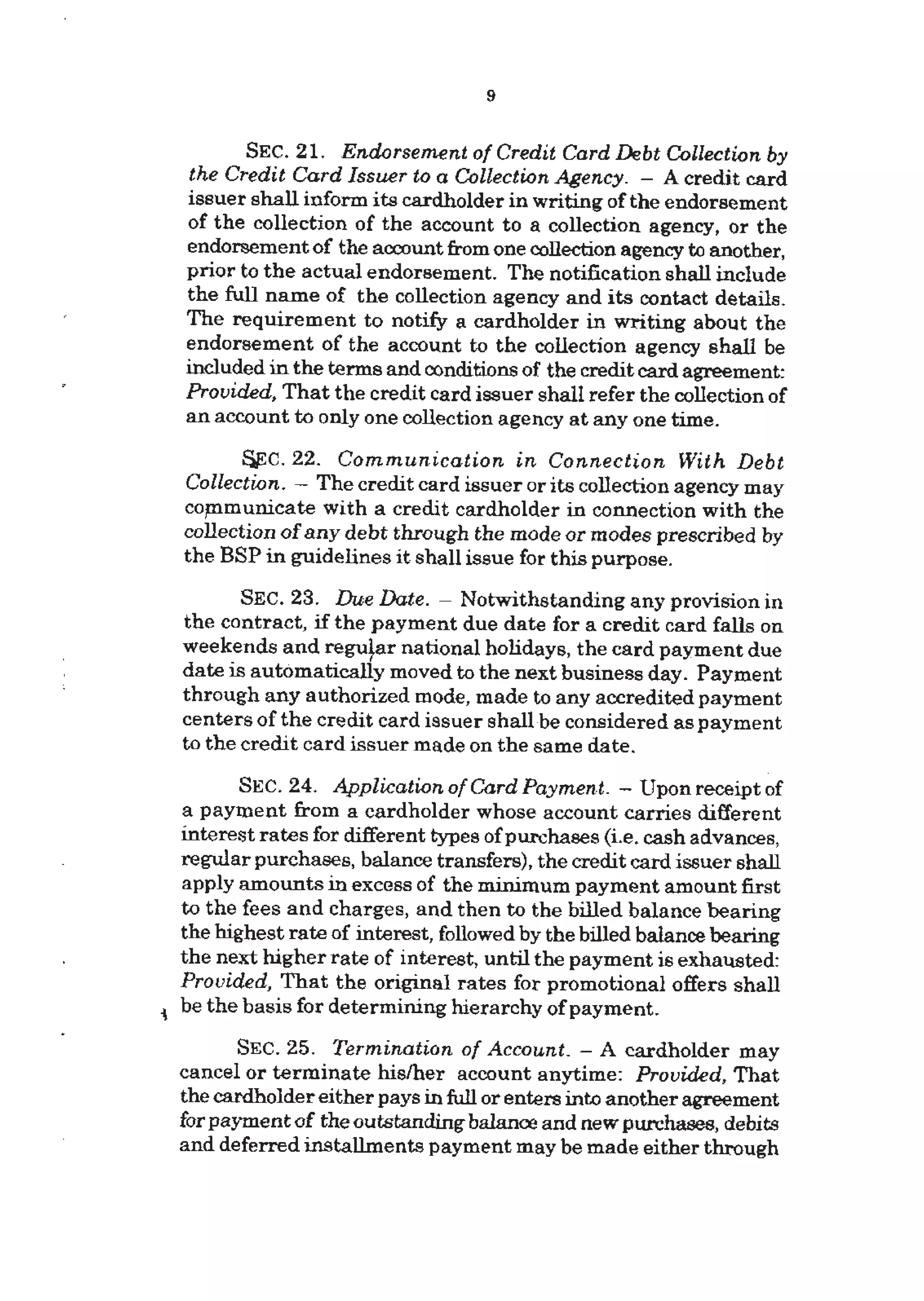 RA 10870 Philippine Credit Card Industry Regulation Law | PDF