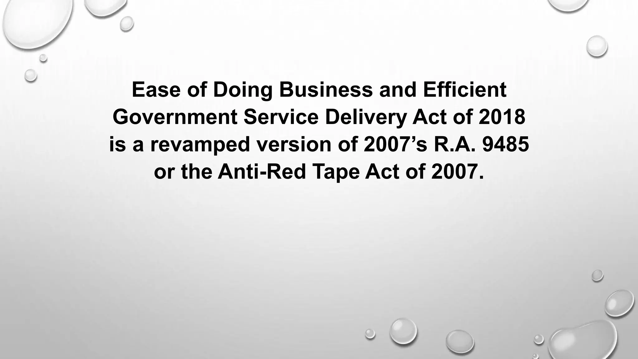 Ease of Doing Business and Efficient Government Service | PPTX
