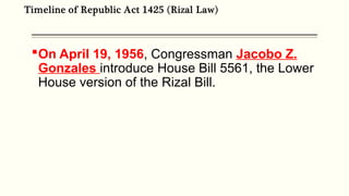 RA 1425 - TIMELINE OF REPUBLIC ACT 1425 (RIZAL LAW).pptx