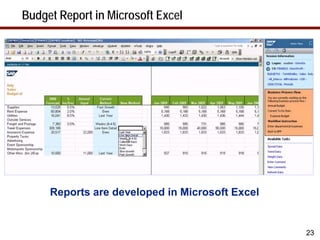 Budget Report in Microsoft Excel




     Reports are developed in Microsoft Excel


                                                23
 