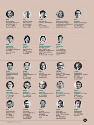 MEXIQUE
NicoleReichdePolignac
PaseodelasPalmas425,Piso5,
LomasdeChapultepec,11000Mexico,D.F.
Tél. :+525522822000
bnpparibascardif.com.mx
BRÉSIL
AdrianoRomano
RuaCamposBicudo984°andar
04536–010SaoPaulo–SP
Tél. :+551122469000
bnpparibascardif.com.br
PÉROU
DanielWeis
AvenidaCanavalyMoreyra380,
Piso11,SanIsidro,Lima27
Tél. :+511–6151700
bnpparibascardif.com.pe
CHILI
AlessandroDeodato
Vitacura2670Piso13,
LasCondes,Santiago
Tél. :+5623704800
bnpparibascardif.cl
COLOMBIE
JorgeHernandez
Calle113No7–80TorreArPiso11,
Bogota
Tél. :+5717444040
bnpparibascardif.com.co
JAPON
YasunoriKume
9th
FloorInfossTower,
20-1Sakuragaoka-cho,Shibuya-ku,
Tokyo150-0031
Tél. :+81364156340
cardif.co.jp
TAÏWAN
PollyWang
TCBLife *
Taipei101,XinyiDistrict,
Taiwan110
Tél. :+886266363456
tcb-life.com.tw
THAÏLANDE
SirinthipChotithamaporn
ThaiCardiflifeassurance *
36/39-4236/59-62PSTower,
13th
and18th
floor,Sukhumvit21(Asoke)
Road,NorthKlongtoey,Wattana,
Bangkok10110
Tél. :+6626458500–thaicardif.com
VIETNAM
TranBaPhuoc
VCLI *
11th
floor,CapitalTower,
109TranHungDaostreet,
HoanKiemdistrict,Hanoi
Tél. :+84439368507
vcli.vn
*Compagniesd‘assuranceenjoint-ventures.
BELGIQUE
ChristopheDeLongueville
ChausséedeMons,1424,1070
Anderlecht
Tél. :+3525280003
bnpparibascardif.be
BULGARIE
MarioKostov
29AHristoBelchevstr1st
,3rd
floor,
Sofia1000
Tél. :+35924915970
bnpparibascardif.bg
CROATIE
AnaIvancic
IvanaLucica2a10000Zagreb
Tél. :+38515393100
bnpparibascardif.hr
DANEMARK
JorgenSeligmann
Bredgade56,2-1260Copenhagen
Tél.:+4533177476
www.bnpparibascardif.dk
ESPAGNE
AlexandreBoccia
CalleRiberaDelLoira,284aPlanta
28042Madrid
Tél. :+34902052560
bnpparibascardif.es
LUXEMBOURG
FabriceBagne
23-25avenuedelaporteneuve
L-2227Luxembourg
Tél. :+35226214-1
cardifluxvie.lu
NORVÈGE
DagMevold
Munkedamsveien35,0250Oslo
Tél. :+4793480621
bnpparibascardif.no
PAYS-BAS
CeesdeJong
Hoevestein28,4903SCOosterhout
Tél. :+31162486000
bnpparibascardif.nl
POLOGNE
PascalPerrier
Pl.Pilsudskiego2,00-073Varsovie
Tél. :+48225290120
cardif.pl
PORTUGAL
MiguelRibeiro
Av.5deOutubro,N°206–6°Piso,
1050-065Lisbonne
Tél. :+351213825540
bnpparibascardif.pt
SUÈDE
JanDeGeer
Mölndalsvägen93,2nd
floor
40022Goteborg
Tél. :+460317079870
cardif.se
TURQUIE
CemalKismir
Meclis-iMebusanCadde,
No :57–34427Findikli-Beyoglu,
Istanbul
Tél. :+902123933000
bnpparibascardif.com.tr
UKRAINE
OlegRomanenko
8,IllinskaStr,Kiev
Tél. :+380444286161
cardif.com.ua
RUSSIE
KonstantinKozlov
UI.Timiryazevskaya1,
127422Moscou
Tél. :+7495287778
bnpparibascardif.ru
SLOVAQUIE
PeterDudak
Poist‘ovnaCardifSlovakia,a.s.,
Plynarenska7/C,
82109Bratislava,
Tél. :+421258240011
bnpparibascardif.sk
35
 