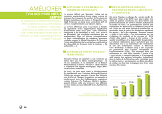 10
Améliorer
Évoluer pour mieux
Servir
La croissance du service nous engage à
être au rendez-vous de la performance
à chaque livraison : l’excellence
scientifique au service des utilisateurs.
Ces efforts renforcent notre image de
moteur de la filière océanographique sur
le grand Toulouse.
Répondre A UNE DEMANDE
TOUJOURS CROISSANTE
Le service délivré par Mercator Océan est en
constante augmentation depuis 2009, comme en
témoigne la croissance du nombre de livraisons de
fichiers numériques, de cartes, et d’expertise. Avec
6938 livraisons en 2013, nous constatons 30% de
services supplémentaires par rapport à 2012.
Le service MyOcean pour Copernicus a bénéfi-
cié également d’une augmentation significative
d’utilisateurs entre 2012 (env. 1700 utilisateurs
enregistrés à fin décembre) et 2013 (env. 3200 à
fin décembre), qui s’explique notamment par les
améliorations liées au service (enregistrement
en ligne, rationalisation du catalogue, nouveaux
produits comme le Global Quotidien de Mercator
Océan, simplification de la navigation, amélioration
des dispositifs de livraison dont le système « ftp
authentifié »…).
RENFORCER NOTRE ANCRAGE
TERRITORIAL
Mercator Océan est attachée à son territoire au
même titre que la filière océanographique en
est un marqueur. A la demande de la Région
Midi-Pyrénées, la filière « Océano » a fait l’objet de
la rédaction d’un rapport stratégique, auquel Mer-
cator Océan a contribué.
En 2013, on peut aussi noter le développement
de partenariats avec Toulouse Métropole (festival
Novela des savoirs partagés, Forum des Métiers),
avec la Cité de l’Espace (exposition permanente et
conférences), avec des établissements supérieurs
comme Sciences Po Toulouse (Ateliers pédago-
giques). Citons enfin une présence plus affirmée
sur des médias locaux (Objectif News, la Dépêche,
20mn).
Développer DE BONNES
PRATIQUES DANS LA RELATION
UTILISATEUR
En 2013, l’équipe en charge du «service desk» de
Mercator Océan et de MyOcean a mis en place des
outils de gestion communs aux deux filières qui
professionnalisent les services rendus, notamment
en terme de suivi. Un questionnaire adressé aux
utilisateurs de MyOcean2 en décembre 2013 s’est
fait l’écho de très bons indices de satisfaction en
particulier dans le cadre des évolutions régulières
du service : 84% des réponses donnent comme
« utiles à très utiles » les informations sur les
évolutions de produits et de services et 89%
d’entre elles jugent « bonnes à très bonnes » la
qualité scientifique et la disponibilité des produits.
La relation utilisateurs passe également par des
didacticiels mis à la disposition des utilisateurs
et par des événements comme le MyOcean
User Workshop. L’édition 2013 a été organisée
en partenariat avec l’agence européenne de
l’environnement (EEA). Des messages forts des
utilisateurs se sont faits entendre : besoin d’un
« core service » européen pérenne et d’un support
actif auprès des agences nationales, notamment
dans le cadre de la Directive-cadre «stratégie pour
le milieu marin » qui demande aux États membres
de réaliser un bon état écologique pour leurs eaux
marines d’ici 2020.
Évolution du nombre de livraisons
annuelles réalisées par Mercator Océan.
2009 2010 2011 2012 2013
2042
3117
3546
5403
6938
 