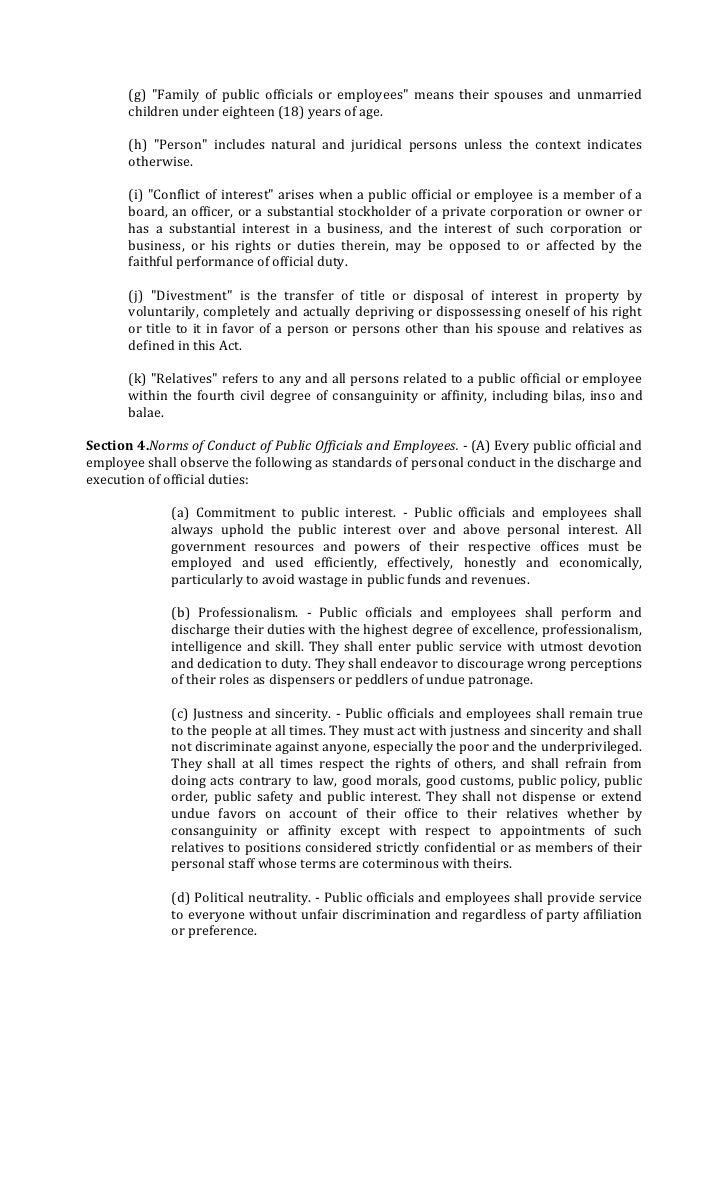 ra 6713 code of conduct of public officials and employees