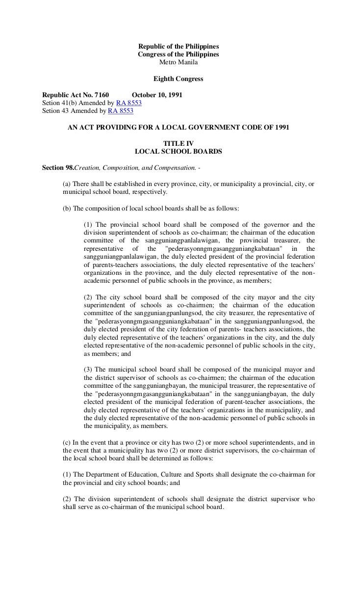 Ra 7160 local government code