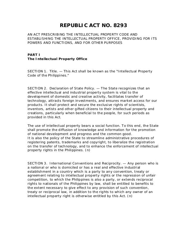 Ra 8293 ip code of the philippines