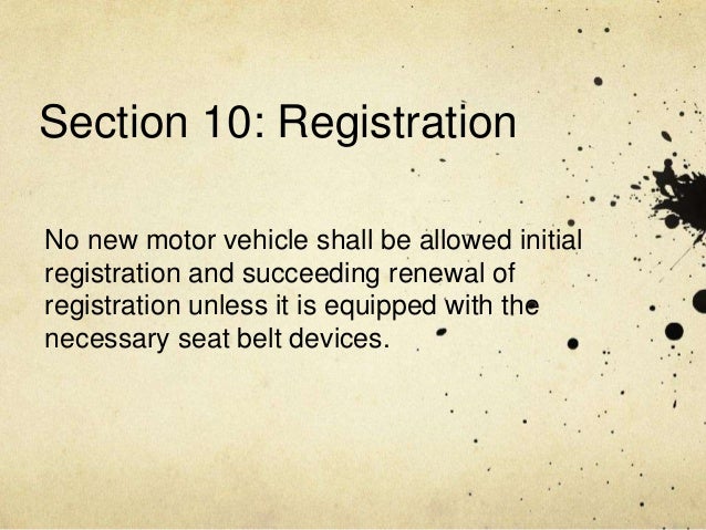 Seat Belt Use Act of 1999 (RA 8750)