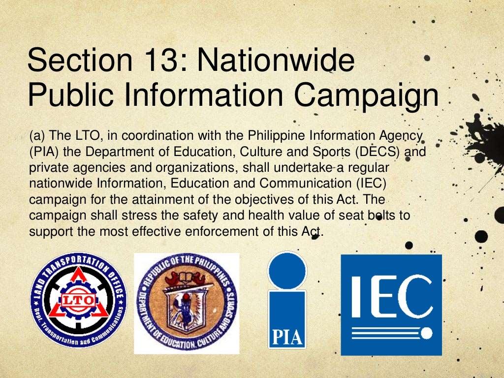 Seat Belt Use Act of 1999 (RA 8750)