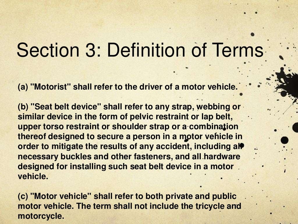 Seat Belt Use Act of 1999 (RA 8750)
