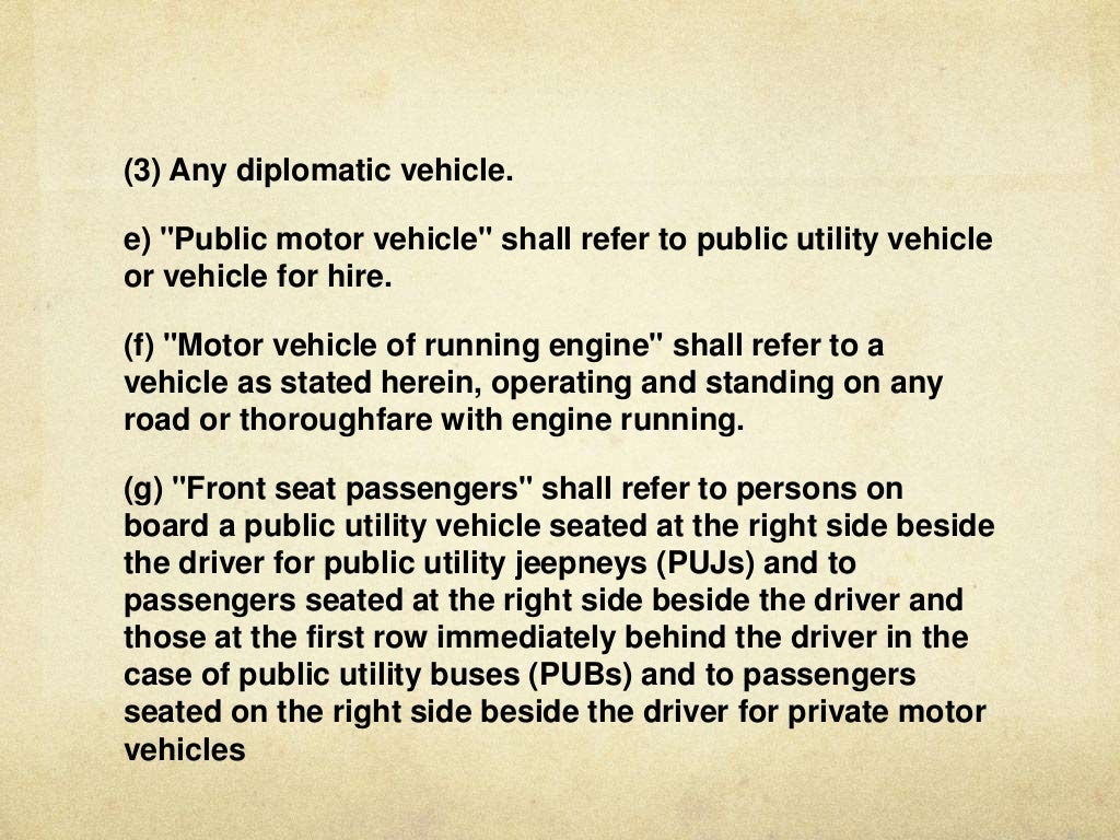 Seat Belt Use Act of 1999 (RA 8750)