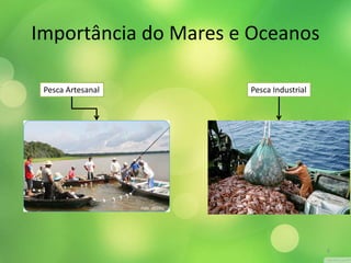 Importância do Mares e Oceanos 
8 
Pesca Artesanal Pesca Industrial 
 