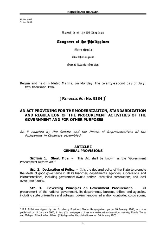 Republic Act No. 9184