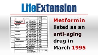  England approves metformin:1957
 FDA approves metformin: 1994
 37-year delay caused millions of
American deaths.
 65 ...