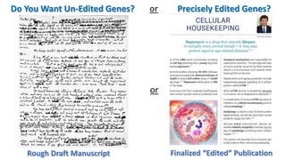 Do You Want Un-Edited Genes? or Precisely Edited Genes?
Rough Draft Manuscript Finalized “Edited” Publication
or
 