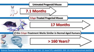 > 160 Years?
17 Months
If this Crispr-Treatment Works Similar in Normal Aged Humans
Crispr-Treated ProgeriodMouse
Science ...