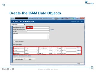 Slide 28 of 98 © Raastech, Inc. 2012 | All rights reserved.
 BAM Data Objects are essentially tables
 Used to store data...