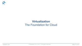 © Raastech, Inc. 2013 | All rights reserved. Slide 10 of 51raastech.com
Virtualization
The Foundation for Cloud
 