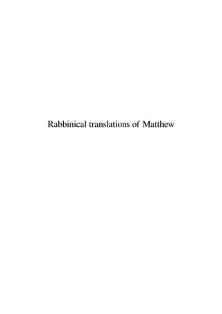 Rabbinical translations of Matthew
 