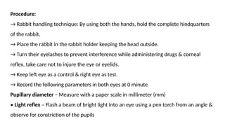 rabbit eye effects of drugs miotics mydriatics local anesthetics | PPTX