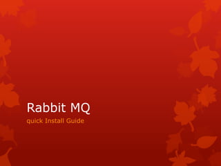 Rabbit MQ 
quick Install Guide  