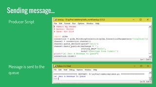 Sending message...
Producer Script
Message is sent to the
queue
 