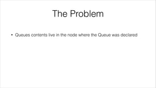 The Problem
•

Queues contents live in the node where the Queue was declared

 