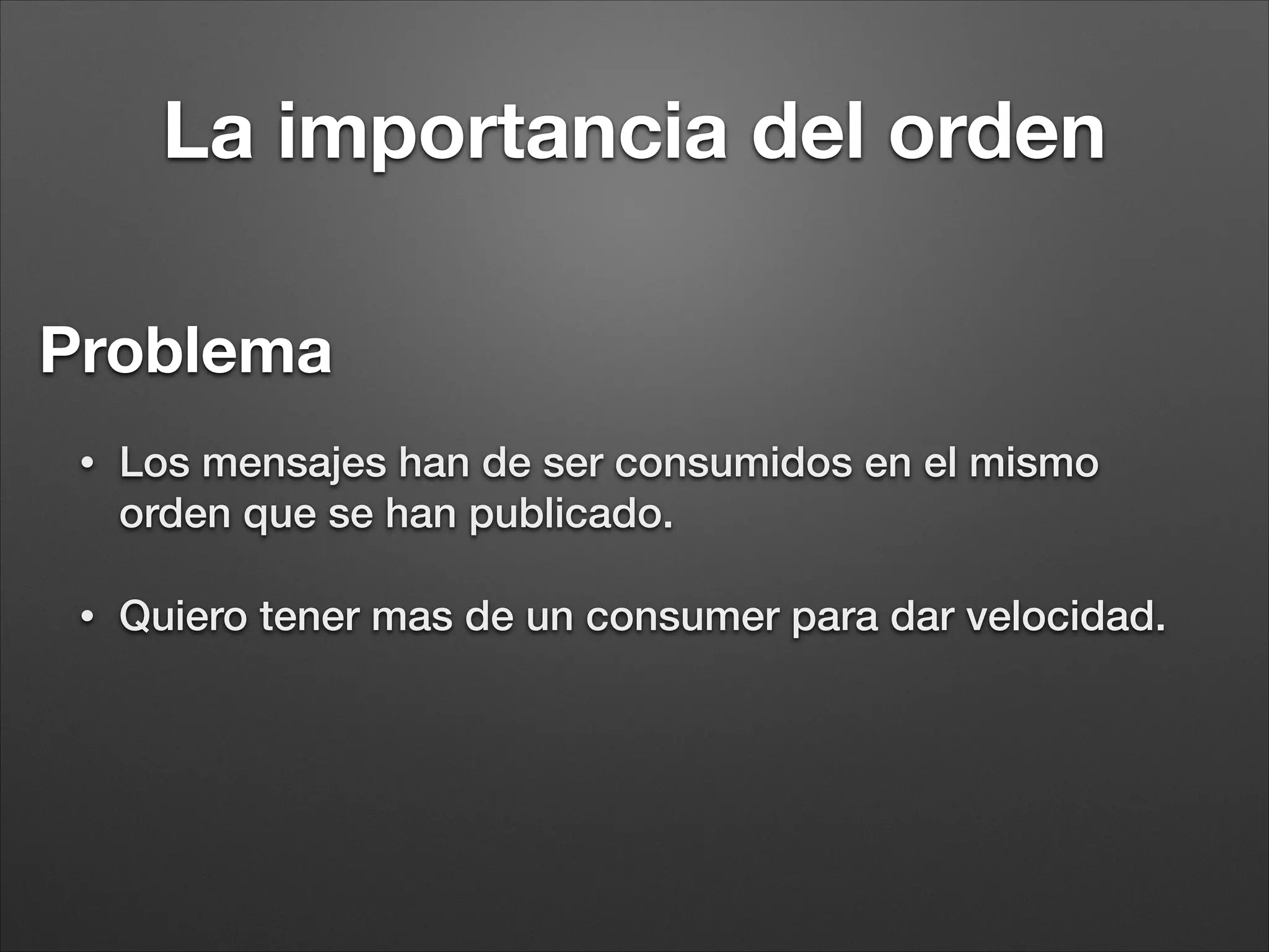 RabbitMQ y Symfony
protected function execute(InputInterface $input, OutputInterface $output)
{
$width = $input->getOption('width')?$input->getOption('width'):300;
$height = $input->getOption('height')?$input->getOption('height'):300;
!
$finder = new Finder();
$finder
->files()
->name('*.jpg')
->name('*.png')
->name('*.gif')
->in($input->getArgument('origin'));
!
foreach($finder as $file)
{
$messageArray = array(
'original_image_path' => $file->getRealPath(),
'destination_image_path' => $input->getArgument('destination').'/'.$file->getFileName(),
'width' => $width,
'height' => $height
);
!
$this->getContainer()->get('old_sound_rabbit_mq.make_thumbnail_producer')
->setContentType('application/json')
->setDeliveryMode(2)
->publish(json_encode($messageArray));
}
}
 