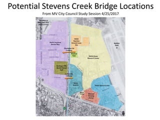 Potential Stevens Creek Bridge Locations
From MV City Council Study Session 4/25/2017
 