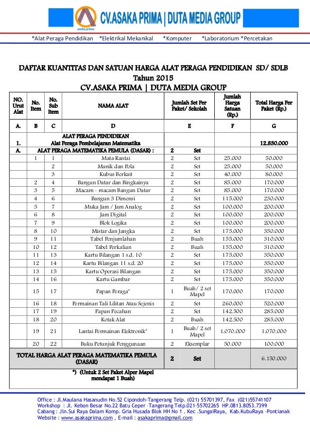 Rab dak sd 2015 ~ alat peraga sd (www.asakaprima.com)