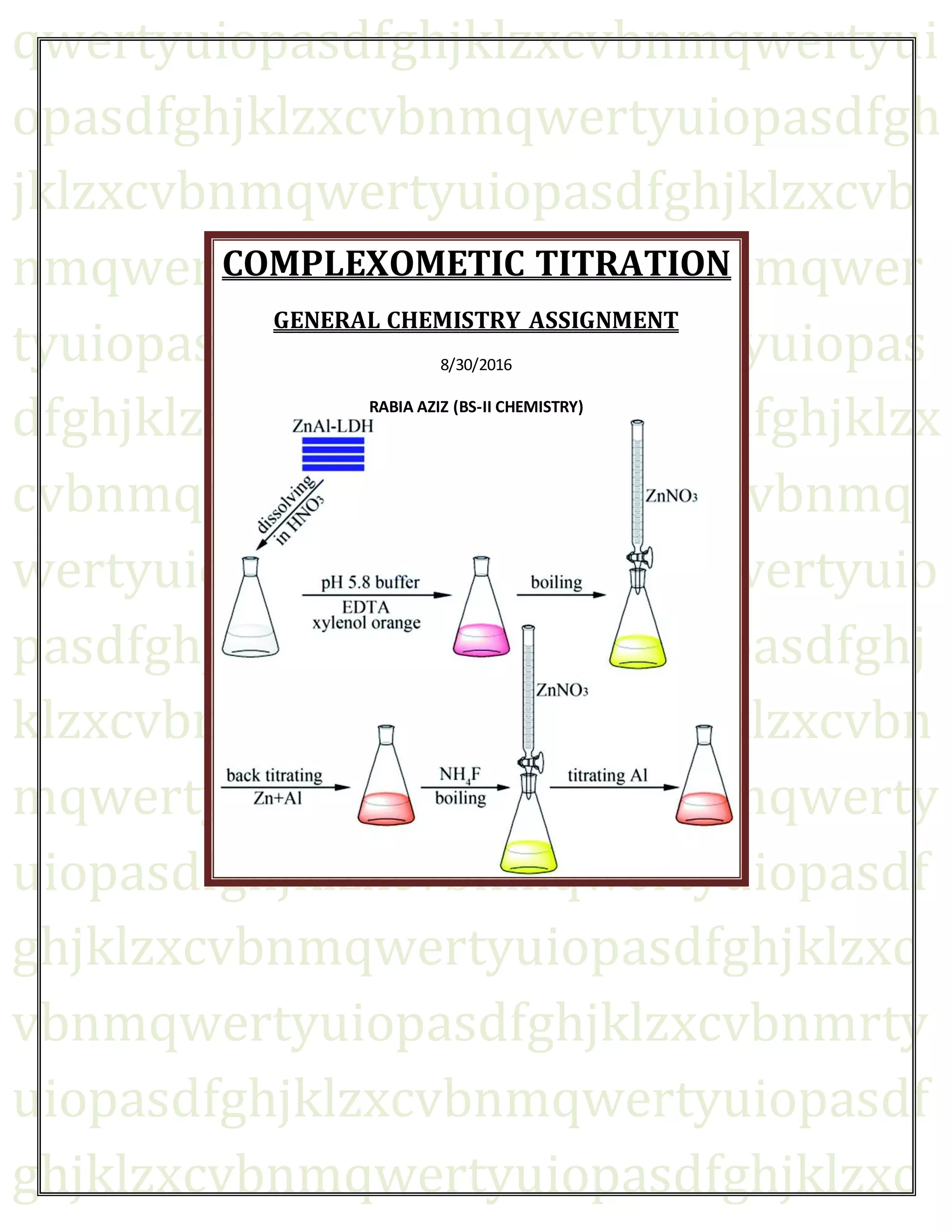 complexometric titration, general chemistry assignment PDF