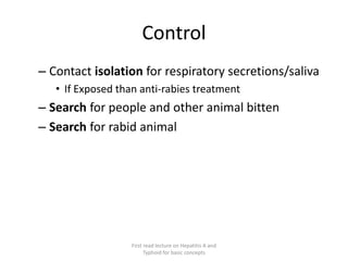 Rabies: epidemiology prevention and control | PPTX
