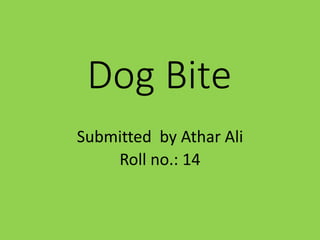 Dog Bite
Submitted by Athar Ali
Roll no.: 14
 