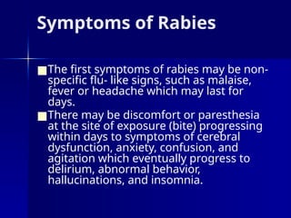 Fever From Rabies rabies.pptx Detailed information on disease. for eg rabies | PPTX
