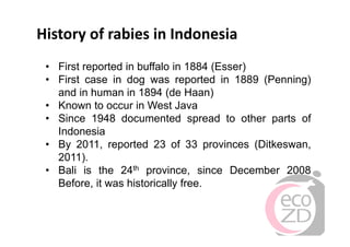 Rabies in Bali: A chronology and experience made with an EcoHealth approach for a better control of rabies