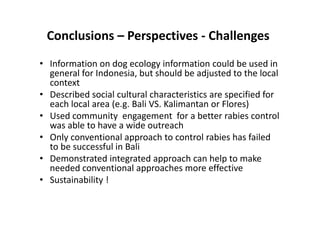 Rabies in Bali: A chronology and experience made with an EcoHealth approach for a better control of rabies