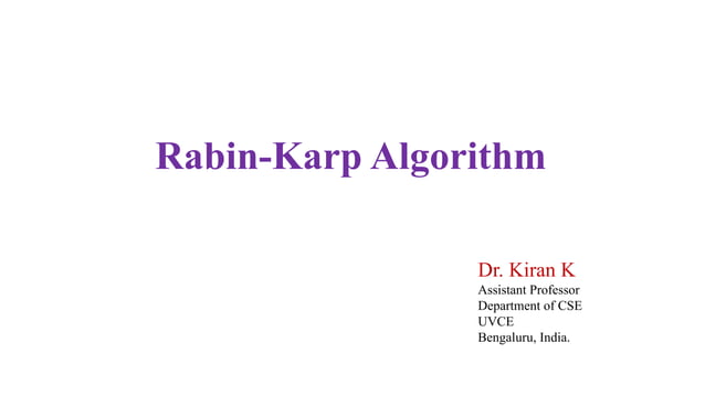 Rabin Karp Algorithm | PPT