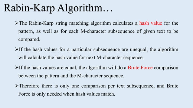 Rabin karp string matching algorithm | PPTX