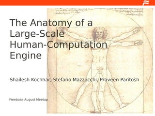 The Anatomy of a
Large-Scale
Human-Computation
Engine

Shailesh Kochhar, Stefano Mazzocchi, Praveen Paritosh



Freebase August Meetup
 