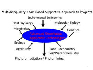 Advanced Knowledge
Applicable Technologies
Phytoremediation / Phytomining
Molecular Biology
Plant Biochemistry
Soil/Water ...