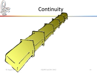 Continuity




02 August 2012    ©Q:PIT Ltd 2011-2012   14
 