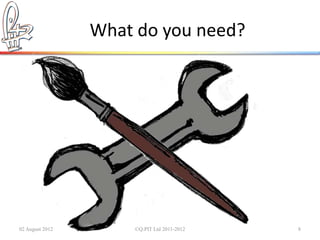 What do you need?




02 August 2012       ©Q:PIT Ltd 2011-2012   8
 