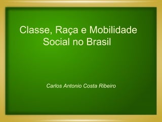 Classe, Raça e Mobilidade
Social no Brasil
Carlos Antonio Costa Ribeiro
 