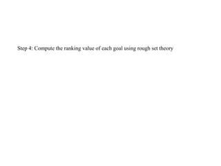 Step 4: Compute the ranking value of each goal using rough set theory
 